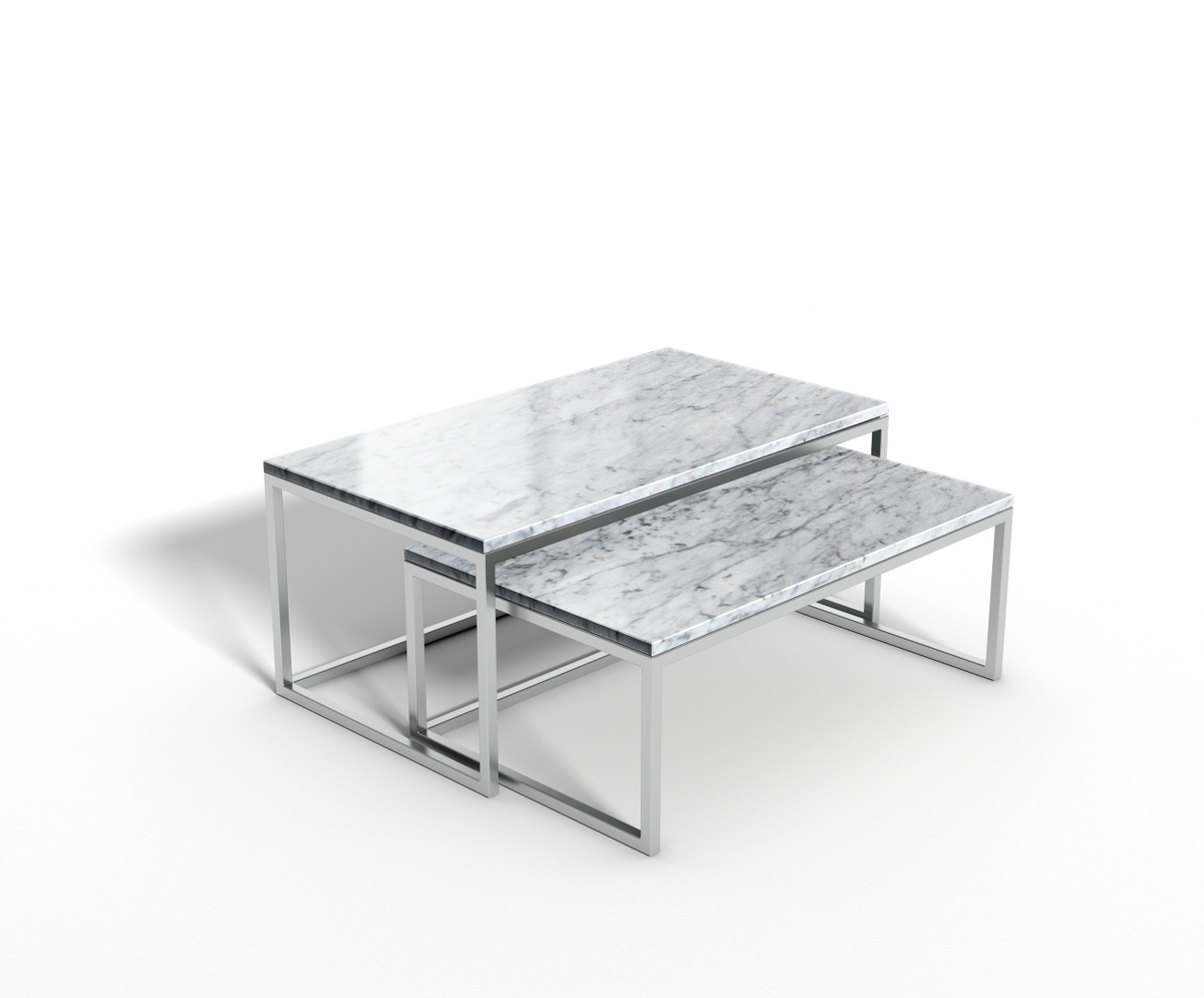 Bianco Carrara marmer - salontafel langwerpig - set