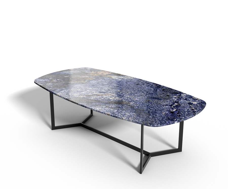 Blauwe marmeren tafel