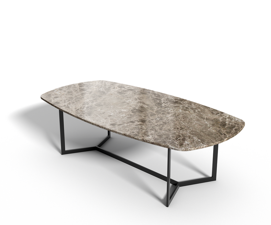 Marmeren eettafel ovaal zwart frame