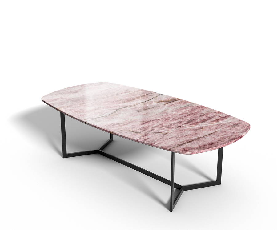 Roze eettafel ovaal