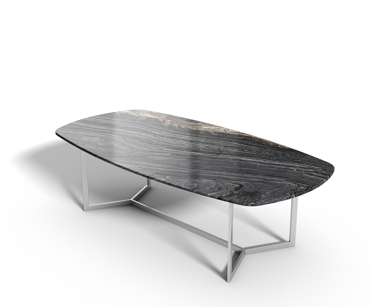 Silver Brown Wave marmer - eettafel ovaal