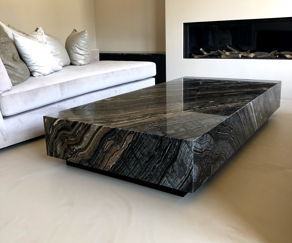 Silver Wave marmer - Salontafel blok – Marmertafel.nl